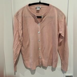 100% silk baby Pink cardigan cottagecore y2k casual career wear A32